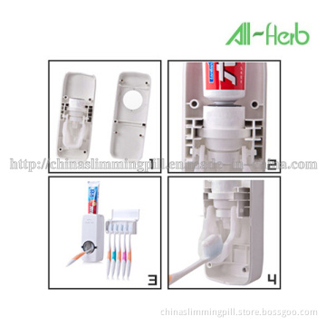 Useful New Modern Home Automatic Toothpaste Dispenser Free Brush Holder Wall Mount Set 1set White/Red for Option
